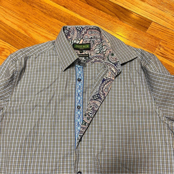 INSERCH Men’s Short Sleeve Multi Color Plaid Shirt - Slim Fit - Size XL - EUC - Picture 6 of 11